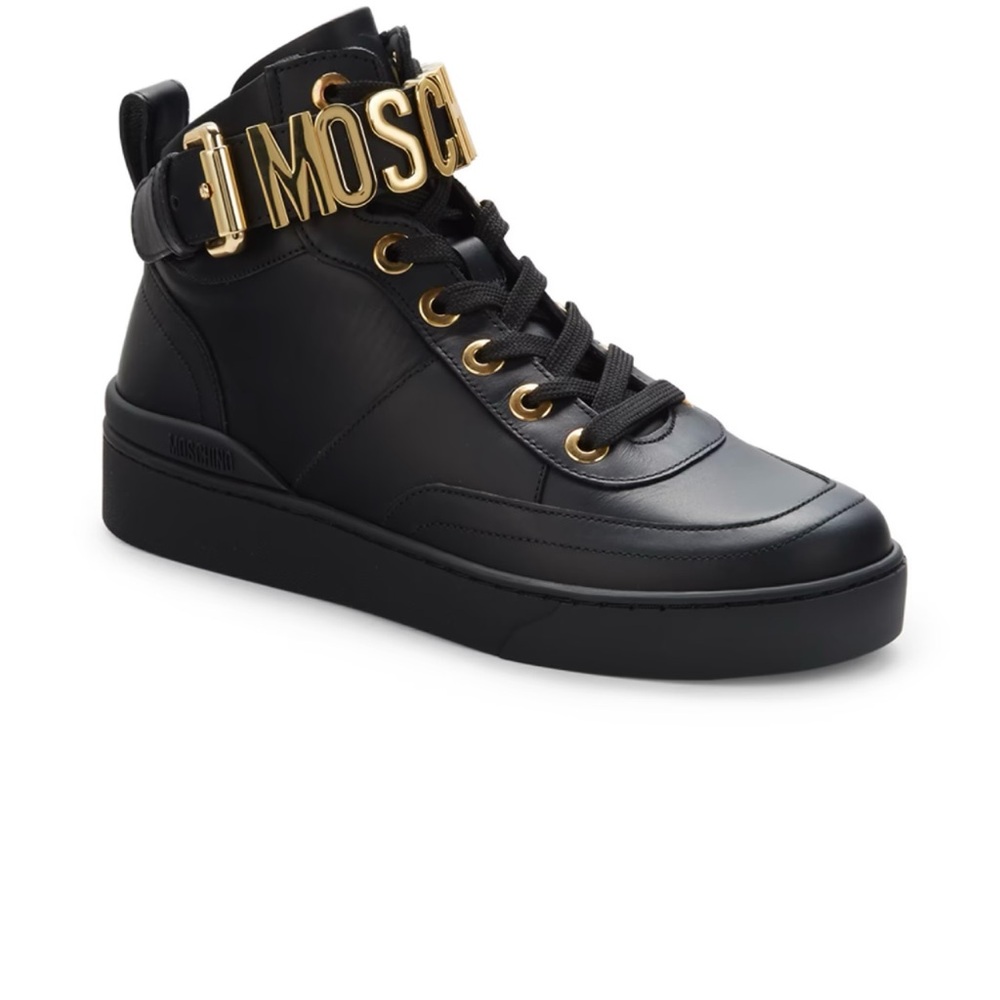 Moschino COUTURE! Logo Leather High-Top Sneakers